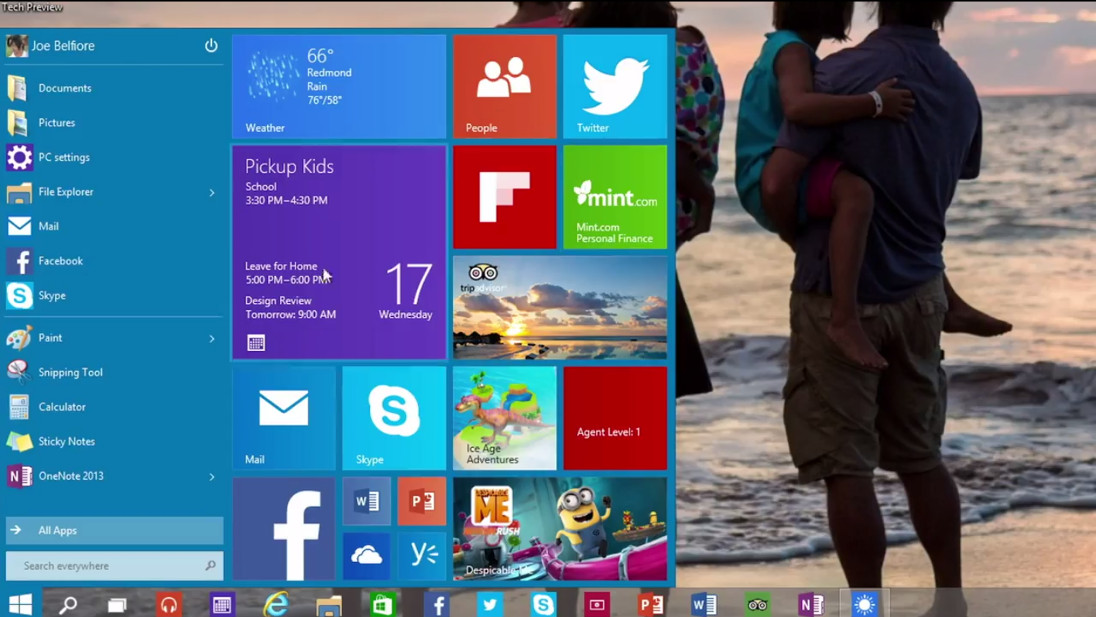 Windows 10 start menu