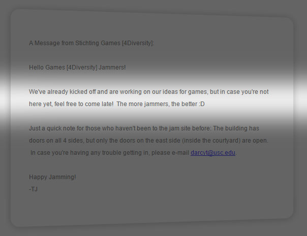Game Jam email