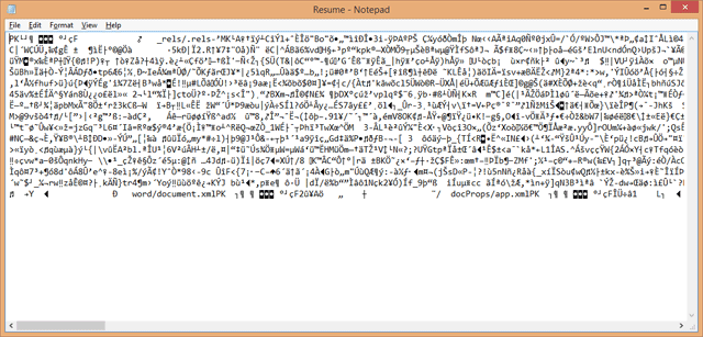 Binary file in text editor