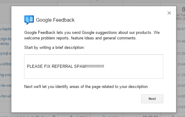 Google Analytics Feedback