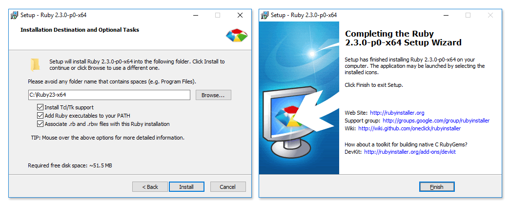 Ruby installer on Windows 10