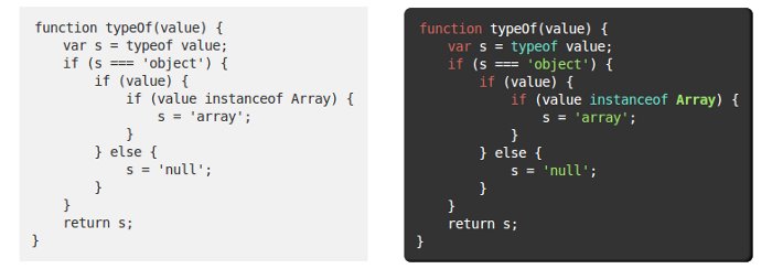 With syntax highlighted and without