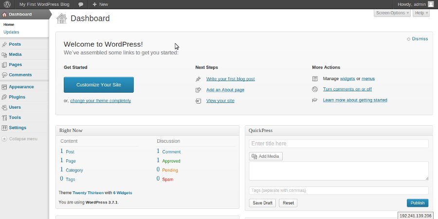 Wordpress Dashboard