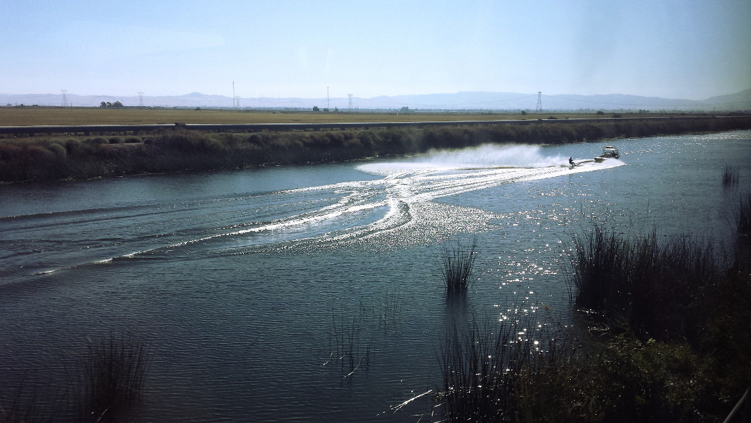 Jetski on the side of the train