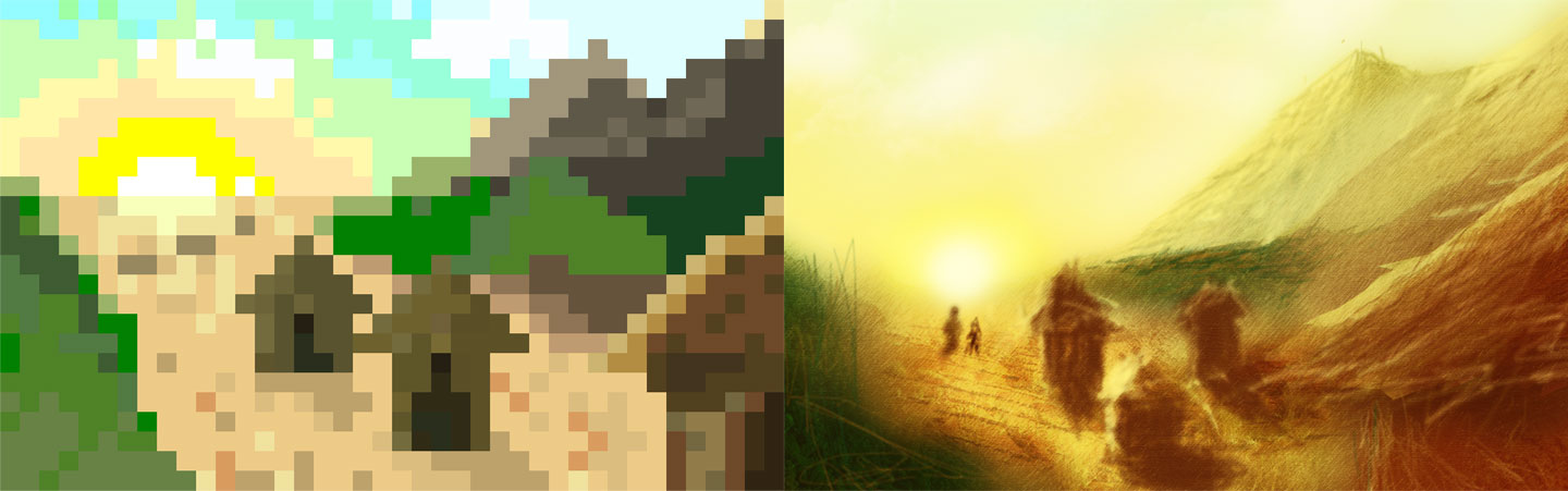 Village in pixel and in detail