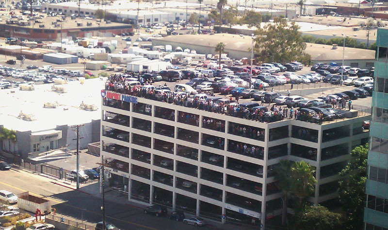 People on the parking