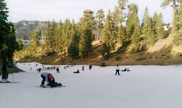 Everyone sitting on the snow