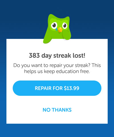 Lost Streak duolingo