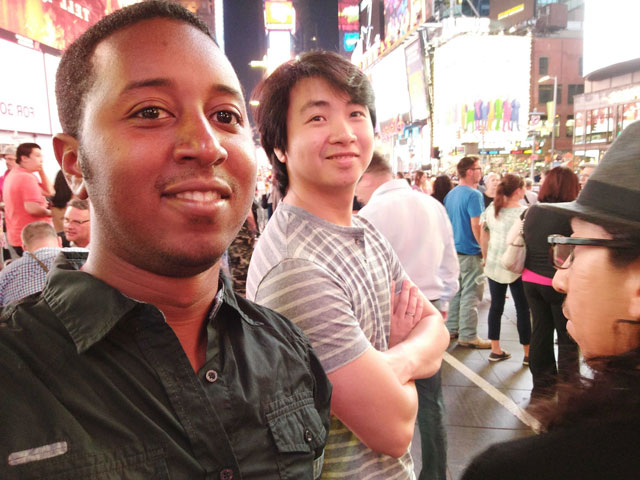 Ibrahim, Paul, and Walter in Time Square 2017