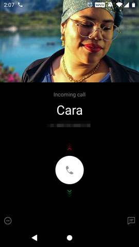 incoming call screenshot