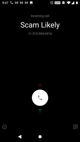 scam call screenshot