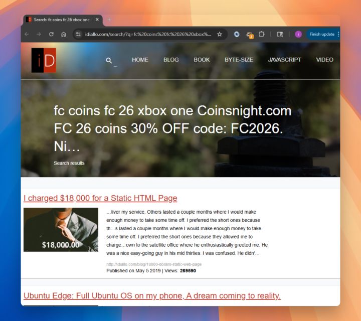 spam on my search page