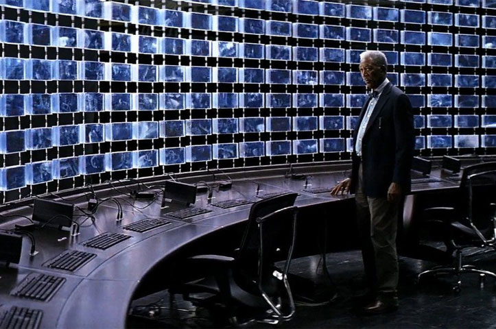 surveillance machines in batman movie