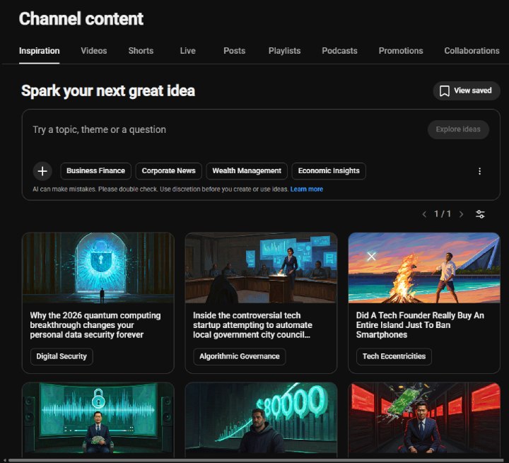 YouTube Inspiration page