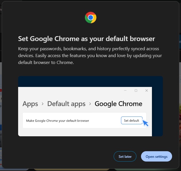Set the default browser