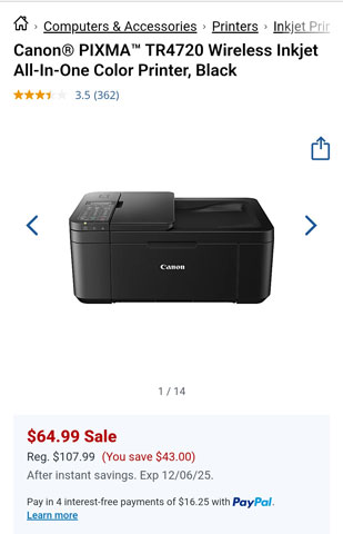 $81.99 canon ink cartridge
